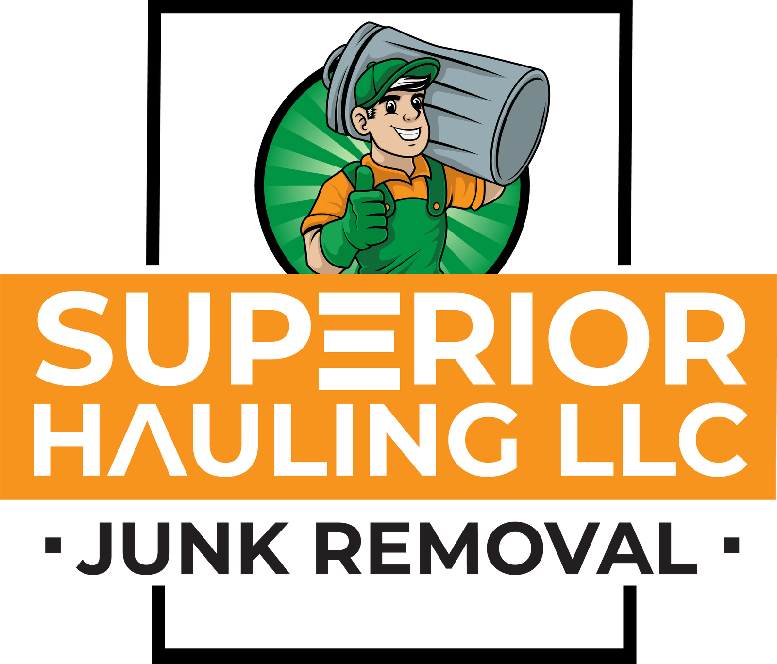 The logo of Superior Hauling LLC with the company name in blue and white colors and a road-like graphic element underneath.